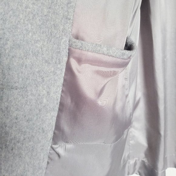 Wool Blend Gray Jacket Coat with Scarf - Picture 12 of 14